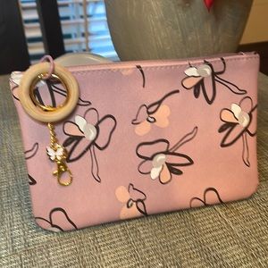 #141 Mauve Flower Makeup Bag with Butterfly Charm